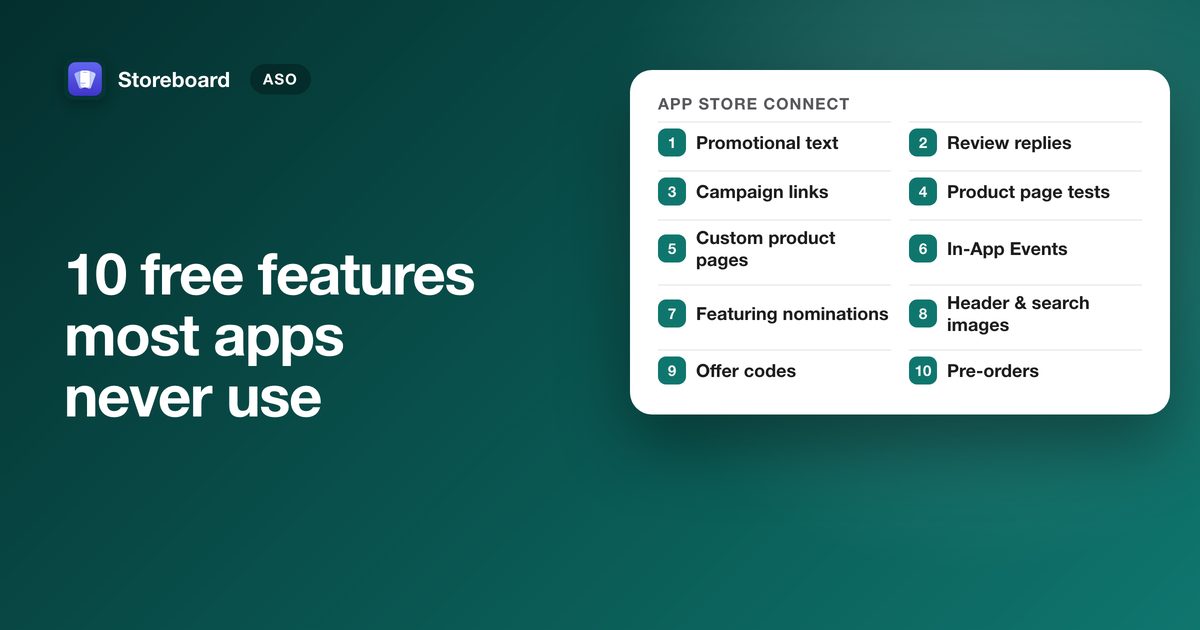 10 App Store Connect features most indie developers never use, beside a list of them: promotional text, product page tests, custom product pages, In-App Events and more